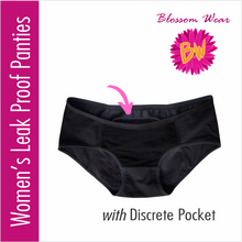 Load image into Gallery viewer, Blossom Wear Women&#39;s Leak Proof Panty, Set of 4 Black, by Dr. Organizer
