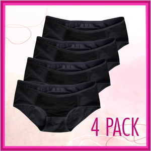 Blossom Wear Women's Leak Proof Panty, Set of 4 Black, by Dr. Organizer