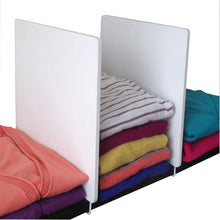 Load image into Gallery viewer, DR. ORGANIZER 2 Pc White Wood Shelf Divider Set with USA Patented Twis-T Locking System
