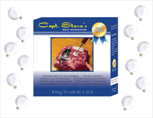 DR. ORGANIZER Capt Steve's Meat Marinator Kit, 12 pc Pack replacment pips