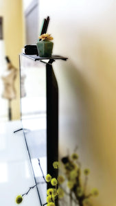 Flat Screen TV, Black Steel Shelf. USA Patent Pending Fits All Screens Size 32 Inch and Up. No Tools Needed